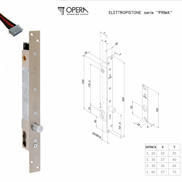 Serratura Infilare porta Battente Foro Yale per Cilindro Europeo modello Prima elettropistone a 12vdc Entrata 60 |Opera